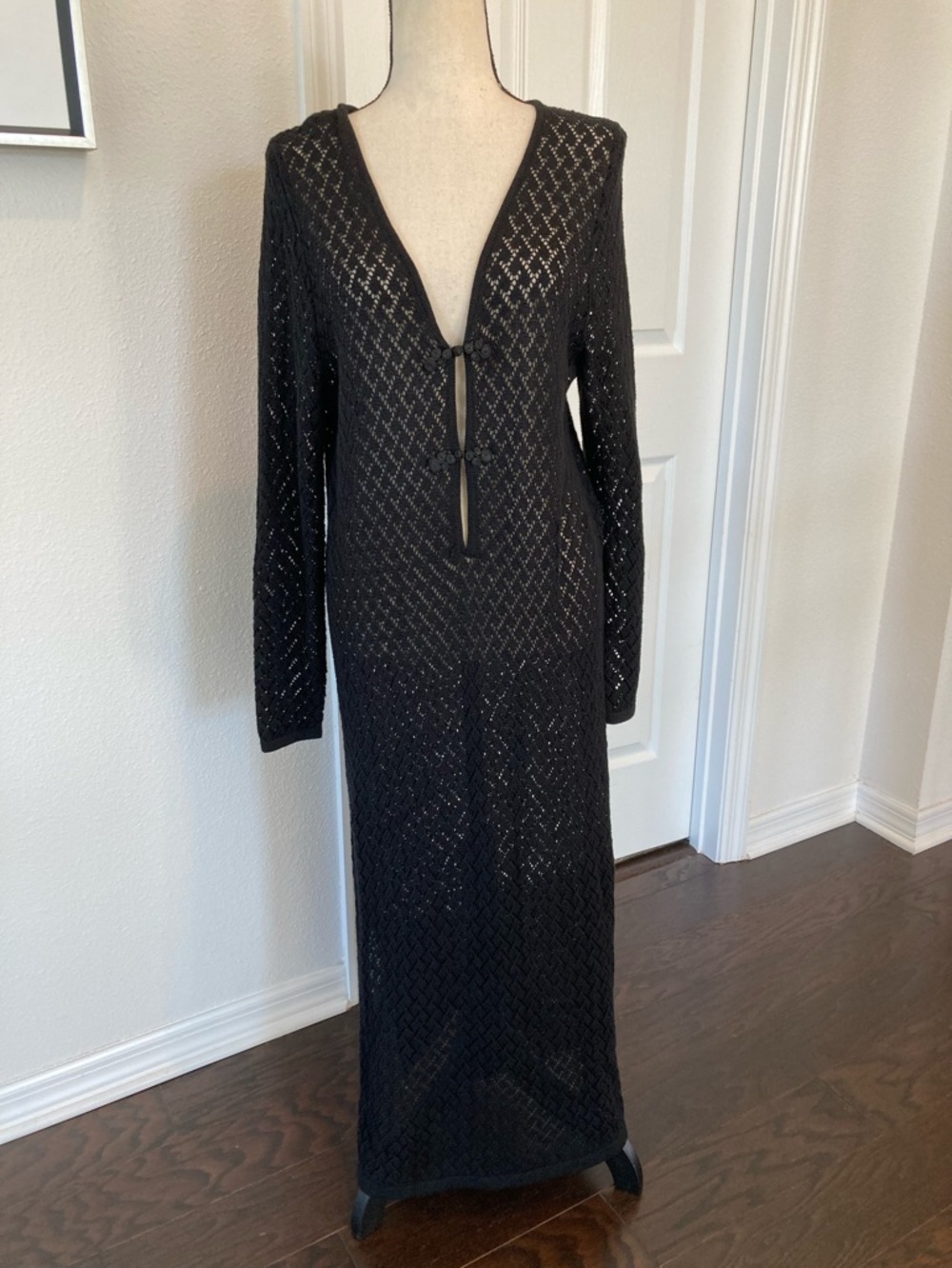 House of Harlow 1960 Black Open-Knit Lace Dress
